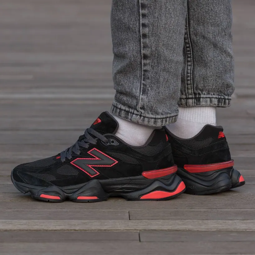 New Balance 9060 Black Red Suede